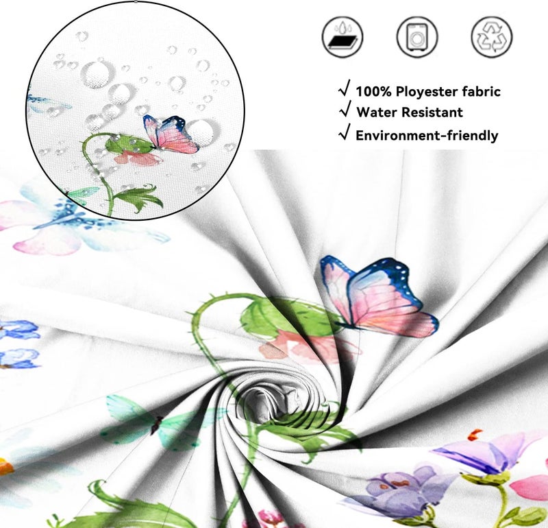 AWERT Butterfly Wildflowers Small Half Size Stall Shower Curtain with Hooks Shower Stall Curtain for Bathroom/RV and Camper 48 x 72 - Image 4